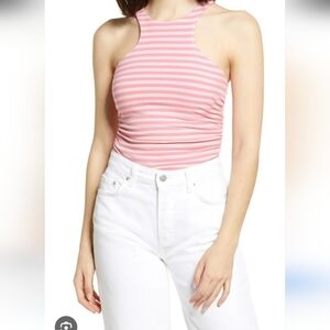 AFRM Pink and White Striped Tank Top Size Medium